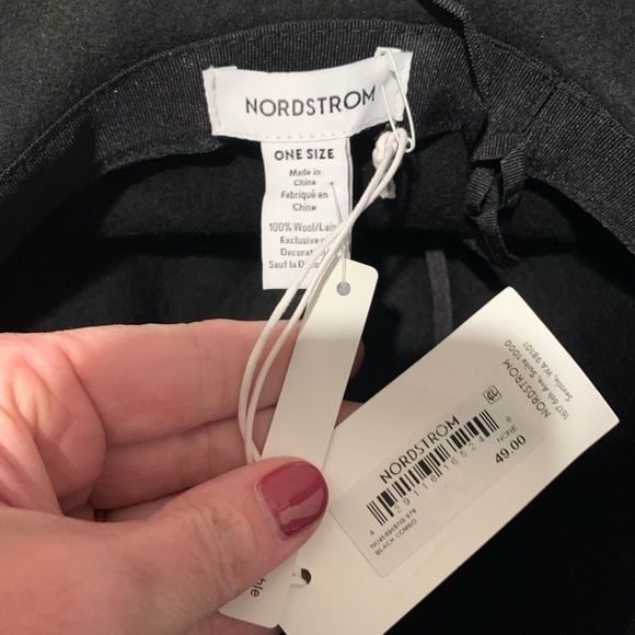 Nordstrom Women's Wool Fedora Black One Size NWT - Picture 4 of 4